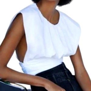 Zara White Sleeveless Crop Top